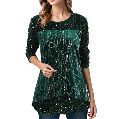 Glitzer Oberteile Damen, Pailletten Bluse Damen Elegant,T Shirt Damen Langarm Asymmetrischer Saum Langarmshirt Locker Tunika Tops Longshirt Festliche Party Oberteil Blusen & Tuniken für Frauen Glitzer Oberteile Damen, Pailletten Bluse Damen Elegant,T Shirt Damen Langarm Asymmetrischer Saum Langarmshirt Locker Tunika Tops Longshirt Festliche Party Oberteil Blusen & Tuniken für Frauen von DeaAmyGline