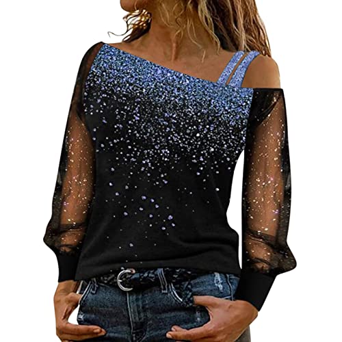 Glitzer Oberteile Damen Pailletten Oberteil Damen T Shirt Schulterfrei Cutout Heißes Diamant Langarm Bluse Elegant Langarmshirt Oversize Lockere Schicke Festliche Blusen für Frauen Party Tunika Top Glitzer Oberteile Damen Pailletten Oberteil Damen T Shirt Schulterfrei Cutout Heißes Diamant Langarm Bluse Elegant Langarmshirt Oversize Lockere Schicke Festliche Blusen für Frauen Party Tunika Top von DeaAmyGline