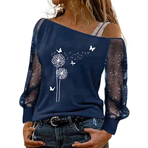 Glitzer Oberteile Damen - Pailletten Oberteil Damen T Shirt mit Schultergurt Schulterfreies Mesh Langarm Bluse Elegant Löwenzahn Motiv Langarmshirt Große Größen Party Blusen & Tuniken für Frauen Tops Glitzer Oberteile Damen - Pailletten Oberteil Damen T Shirt mit Schultergurt Schulterfreies Mesh Langarm Bluse Elegant Löwenzahn Motiv Langarmshirt Große Größen Party Blusen & Tuniken für Frauen Tops von DeaAmyGline