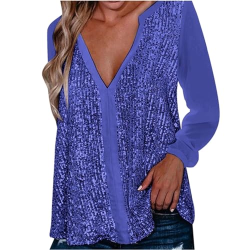 Glitzer Oberteile Damen Sexy -Pailletten Oberteil Damen V-Ausschnitt Silber Weiss Langarmshirt Tunika Top T Shirt Langarm Große Größen Lockere Lässig Bluse Party Oberteil Blusen & Tuniken für Frauen Glitzer Oberteile Damen Sexy -Pailletten Oberteil Damen V-Ausschnitt Silber Weiss Langarmshirt Tunika Top T Shirt Langarm Große Größen Lockere Lässig Bluse Party Oberteil Blusen & Tuniken für Frauen von DeaAmyGline