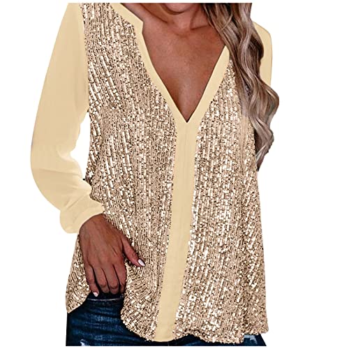 Glitzer Oberteile Damen Sexy -Pailletten Oberteil Damen V-Ausschnitt Silber Weiss Langarmshirt Tunika Top T Shirt Langarm Große Größen Lockere Lässig Bluse Party Oberteil Blusen & Tuniken für Frauen Glitzer Oberteile Damen Sexy -Pailletten Oberteil Damen V-Ausschnitt Silber Weiss Langarmshirt Tunika Top T Shirt Langarm Große Größen Lockere Lässig Bluse Party Oberteil Blusen & Tuniken für Frauen von DeaAmyGline