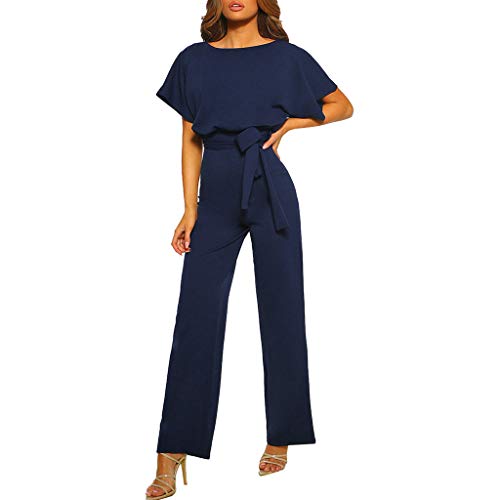 Jumpsuit Damen Elegant für Hochzeit - Hosenanzug Damen Festlich Overall Damen Sommer Kurzarm mit Gürtelbindung Rundhals Einteiliger Hose Straight Weites Bein Playsuit Romper Jumpsuits Frauen Jumpsuit Damen Elegant für Hochzeit - Hosenanzug Damen Festlich Overall Damen Sommer Kurzarm mit Gürtelbindung Rundhals Einteiliger Hose Straight Weites Bein Playsuit Romper Jumpsuits Frauen von DeaAmyGline