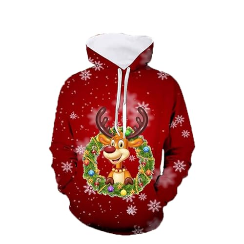 Kapuzenpullover Herren Weihnachtspullover Unisex Weihnachts Hoodie Lustige Weihnachtspulli Sweatshirt mit Kapuze Hässlicher Christmas Pullover Große Größen Paare Kapuzenpulli Ugly Xmas Hoodies von DeaAmyGline