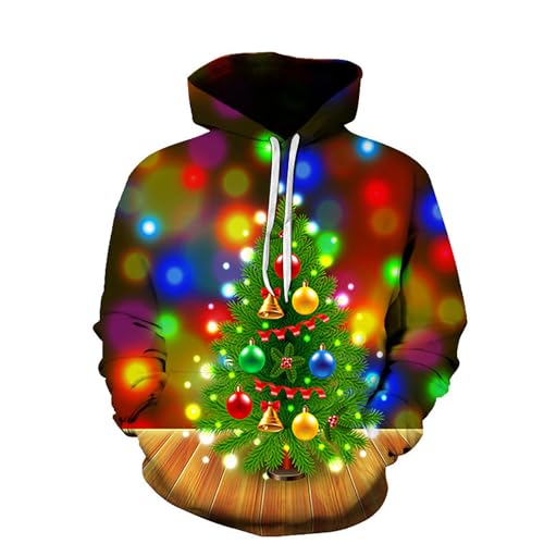 Kapuzenpullover Herren Weihnachtspullover Unisex Weihnachts Hoodie Lustige Weihnachtspulli Sweatshirt mit Kapuze Hässlicher Christmas Pullover Große Größen Paare Kapuzenpulli Ugly Xmas Hoodies von DeaAmyGline