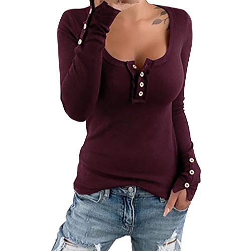 Langarmshirt Damen Sexy - Pullover Tiefer Ausschnitt mit Knopfleiste Enge Oberteile Damen T Shirt Langarm Bluse Slim Fit Tunika Top Große Größen Einfarbig Sweatshirt Blusen & Tuniken für Damen Langarmshirt Damen Sexy - Pullover Tiefer Ausschnitt mit Knopfleiste Enge Oberteile Damen T Shirt Langarm Bluse Slim Fit Tunika Top Große Größen Einfarbig Sweatshirt Blusen & Tuniken für Damen von DeaAmyGline