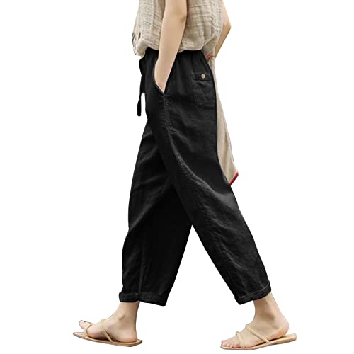 Leinenhose Damen Sommer 7/8 - Sommerhose Damen Leicht und Luftig Capri Hose Damen High Waist mit Taschen Baggy Freizeithose Weites Bein Strandhose Lässig Baumwolle Leinen Lange Hosen Frauen Leinenhose Damen Sommer 7/8 - Sommerhose Damen Leicht und Luftig Capri Hose Damen High Waist mit Taschen Baggy Freizeithose Weites Bein Strandhose Lässig Baumwolle Leinen Lange Hosen Frauen von DeaAmyGline