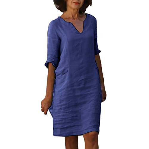 Leinenkleid Damen Sommer- Sommerkleid Damen Knielang, Vintage Kleid Damen 3/4 Arm V Ausschnitt Kurzarm Lässig Luftige Kleider Elegant Baumwolle Leinen Blusenkleid Freizeitkleid Partykleid Midikleid Leinenkleid Damen Sommer- Sommerkleid Damen Knielang, Vintage Kleid Damen 3/4 Arm V Ausschnitt Kurzarm Lässig Luftige Kleider Elegant Baumwolle Leinen Blusenkleid Freizeitkleid Partykleid Midikleid von DeaAmyGline