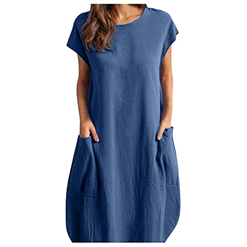 Leinenkleid Damen Sommer- Sommerkleid Damen Knielang, Vintage Kleid Damen Kurzarm mit Taschen Rundhals Lässig Luftige Kleider Elegant Baumwolle Leinen Tunika Shirtkleid Blusenkleid Freizeitkleid Leinenkleid Damen Sommer- Sommerkleid Damen Knielang, Vintage Kleid Damen Kurzarm mit Taschen Rundhals Lässig Luftige Kleider Elegant Baumwolle Leinen Tunika Shirtkleid Blusenkleid Freizeitkleid von DeaAmyGline