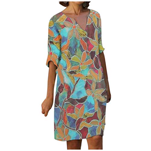 Leinenkleid Damen Sommer Sommerkleid Knielang Strandkleid V-Ausschnitt Baumwolle Leinen Kleid Kurzarm Blusenkleid Blumen Drucken Bequeme A Linien Tunika Boho Kleider Midi Freizeitkleid für Frauen Leinenkleid Damen Sommer Sommerkleid Knielang Strandkleid V-Ausschnitt Baumwolle Leinen Kleid Kurzarm Blusenkleid Blumen Drucken Bequeme A Linien Tunika Boho Kleider Midi Freizeitkleid für Frauen von DeaAmyGline