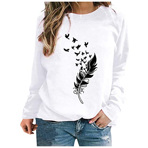 Pullover Damen Langarmshirt ,mit Feder Motiv Oversized Sweatshirt T-Shirt Langarm Rundhals Lässiges Große Größen Langarmshirts für Frauen Party Oberteil Lockere Tunika Top Bluse Sportshirt Longshirt Pullover Damen Langarmshirt ,mit Feder Motiv Oversized Sweatshirt T-Shirt Langarm Rundhals Lässiges Große Größen Langarmshirts für Frauen Party Oberteil Lockere Tunika Top Bluse Sportshirt Longshirt von DeaAmyGline