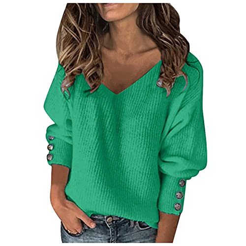 Pullover Damen V Ausschnitt ,Strickpullover Damen Elegant,Pulli Damen Strick Langarm Locker Gestrickte Tops T-Shirt mit Knöpfen Ärmel Sweater Lässig Strickpulli Langarmshirts für Frauen Herbst Winter Pullover Damen V Ausschnitt ,Strickpullover Damen Elegant,Pulli Damen Strick Langarm Locker Gestrickte Tops T-Shirt mit Knöpfen Ärmel Sweater Lässig Strickpulli Langarmshirts für Frauen Herbst Winter von DeaAmyGline