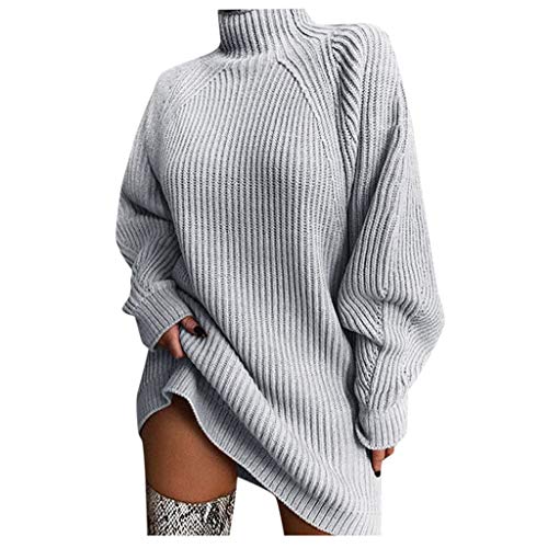 Pulloverkleid Damen Stehkragen ,Strickpullover Damen Lang,Strickkleid Damen Pullover Rollkragenpullover Kleid Strickpulli Pulli Rollkragenpulli Longpullover Lässig für Frauen Leggings Herbst Winter von DeaAmyGline