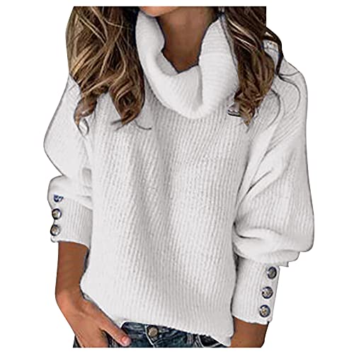 Rollkragenpullover Damen Strickpullover Einfarbig Pulli Langarm mit Knöpfen Schalkragen Rollkragenpulli Pullover Sweater Sweatshirt Gestrickte Langarmshirt Lockere Pullover T Shirt Herbst Winter Rollkragenpullover Damen Strickpullover Einfarbig Pulli Langarm mit Knöpfen Schalkragen Rollkragenpulli Pullover Sweater Sweatshirt Gestrickte Langarmshirt Lockere Pullover T Shirt Herbst Winter von DeaAmyGline