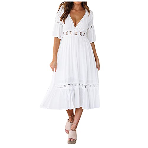 Sommerkleid Damen Lang Strandkleid Sexy Boho Kleid Tiefer V-Ausschnitt Spitzen Cutout Sommer Kurzarm Swing Festliche Kleider Abendkleider Elegant für Frauen Hochzeit Gast Partykleid Maxikleid Sommerkleid Damen Lang Strandkleid Sexy Boho Kleid Tiefer V-Ausschnitt Spitzen Cutout Sommer Kurzarm Swing Festliche Kleider Abendkleider Elegant für Frauen Hochzeit Gast Partykleid Maxikleid von DeaAmyGline