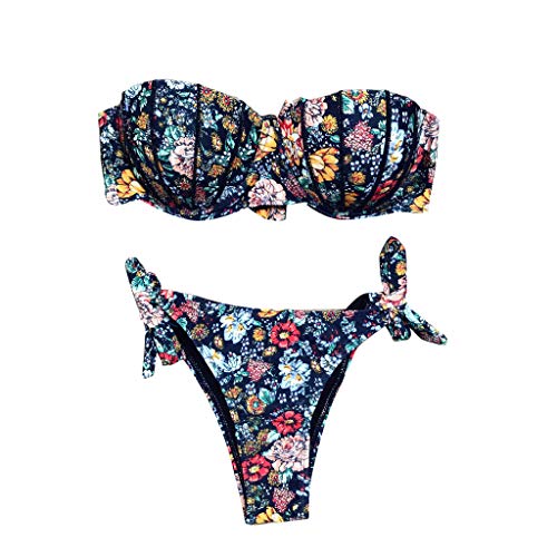 Trägerlos Bikini Damen Set Push Up - Bandeau Bikini Damen mit Blumenmuster Zweiteilig Badeanzug Damen Sexy Große Brüste Gepolstert Bademode Strandmode Badeanzüge Bikini-Sets für Frauen Trägerlos Bikini Damen Set Push Up - Bandeau Bikini Damen mit Blumenmuster Zweiteilig Badeanzug Damen Sexy Große Brüste Gepolstert Bademode Strandmode Badeanzüge Bikini-Sets für Frauen von DeaAmyGline