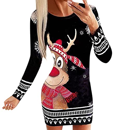 Weihnachtskleid Damen Pulloverkleid- Kleid Weihnachten Damen - Weihnachts Kleider Damen Langarm Pullover Kleid mit Lustig Rentier Weihnachtsmotiv Freizeitkleid Weihnachtskleider Partykleid für Frauen Weihnachtskleid Damen Pulloverkleid- Kleid Weihnachten Damen - Weihnachts Kleider Damen Langarm Pullover Kleid mit Lustig Rentier Weihnachtsmotiv Freizeitkleid Weihnachtskleider Partykleid für Frauen von DeaAmyGline