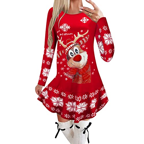 Weihnachtskleid Damen Pulloverkleid- Kleid Weihnachten Damen-Weihnachts Kleider Damen Langarm Rundhals Pullover Kleid mit Weihnachtsmotiv Shirtkleid Minikleid Weihnachtskleider Partykleid für Frauen Weihnachtskleid Damen Pulloverkleid- Kleid Weihnachten Damen-Weihnachts Kleider Damen Langarm Rundhals Pullover Kleid mit Weihnachtsmotiv Shirtkleid Minikleid Weihnachtskleider Partykleid für Frauen von DeaAmyGline