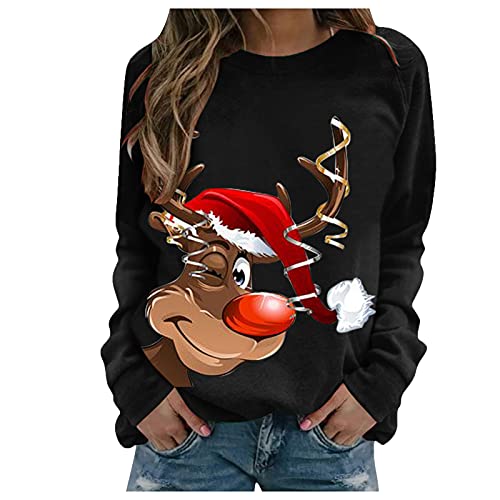 Weihnachtspullover Damen Langarmshirt- Pullover Weihnachten Damen Sweatshirt - Weihnachtsshirt Damen Langarm Weihnachtsmotiv Weihnachtspulli Weihnachts Oberteile T-Shirts für Frauen Teenager Mädchen von DeaAmyGline