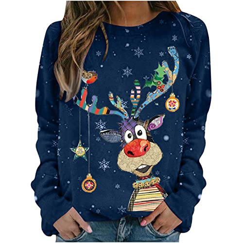 Weihnachtspullover Damen Weihnachten Pullover Weihnachts Sweatshirt mit Weihnachtsmotiv Weihnachtsshirt Langarm Tshirt Rundhals Oberteil Langarmshirt Weihnachtspulli für Frauen Teenager Mädchen Weihnachtspullover Damen Weihnachten Pullover Weihnachts Sweatshirt mit Weihnachtsmotiv Weihnachtsshirt Langarm Tshirt Rundhals Oberteil Langarmshirt Weihnachtspulli für Frauen Teenager Mädchen von DeaAmyGline