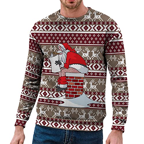 Weihnachtspullover Herren Lustig, Weihnachts Sweatshirt Herren Christmas Pullover mit Weihnachtsmotiv Weihnachtspulli Hässlich Weihnachtsshirt Langarm Weihnachten Tshirt Ugly Xmas Shirt Pullis von DeaAmyGline