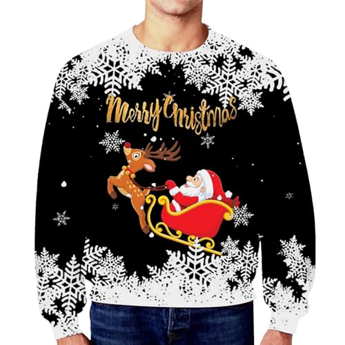 Weihnachtspullover Herren Lustig, Weihnachts Sweatshirt Herren Pullover Weihnachten mit Hässliche Weihnachtsmotiv Weihnachtspulli Weihnachtsshirt Christmas Tshirt Ugly Xmas Sweater Langarmshirt von DeaAmyGline