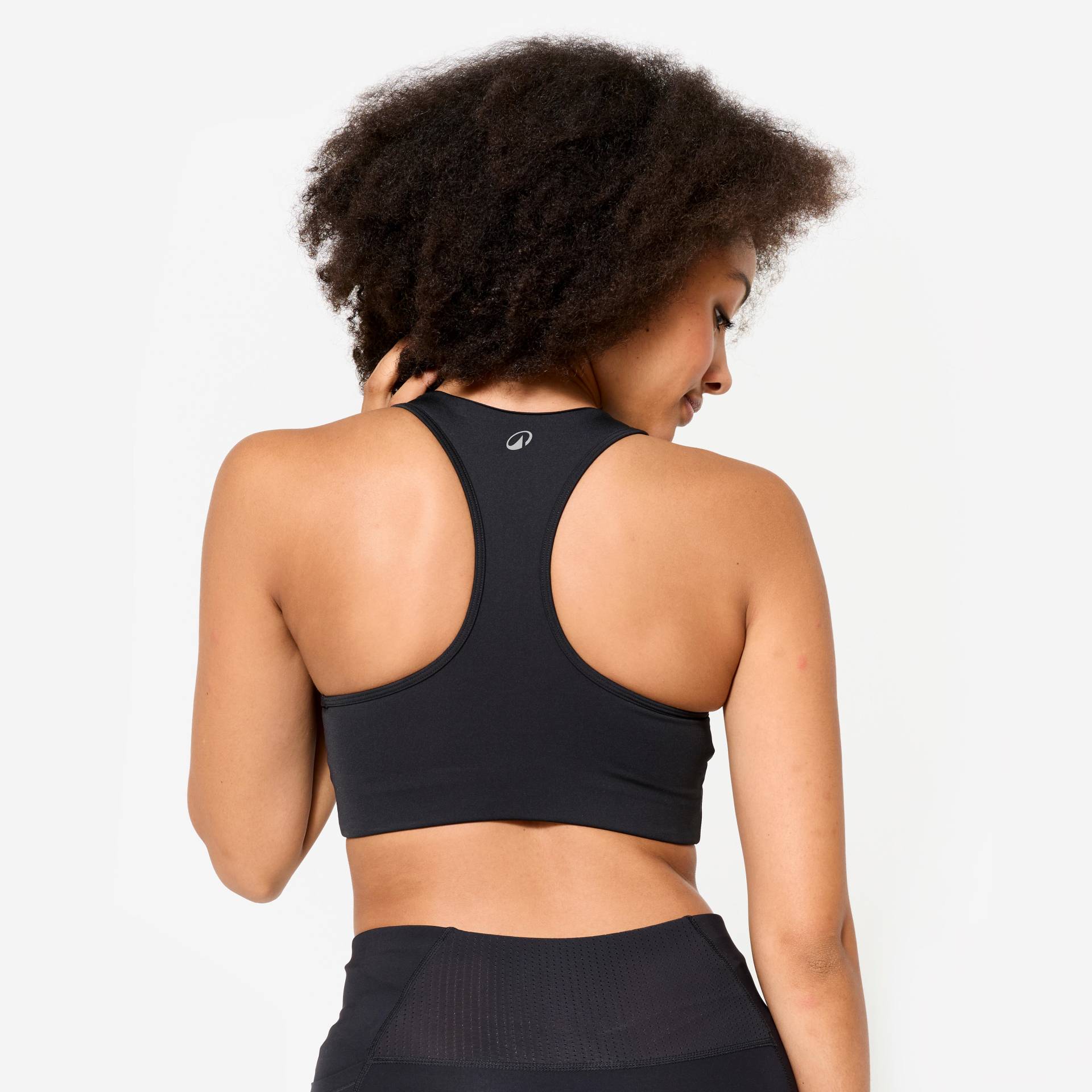 Damen Sport-BH Bustier mittlerer Halt Schwimmerrücken - schwarz Damen Sport-BH Bustier mittlerer Halt Schwimmerrücken - schwarz von Decathlon