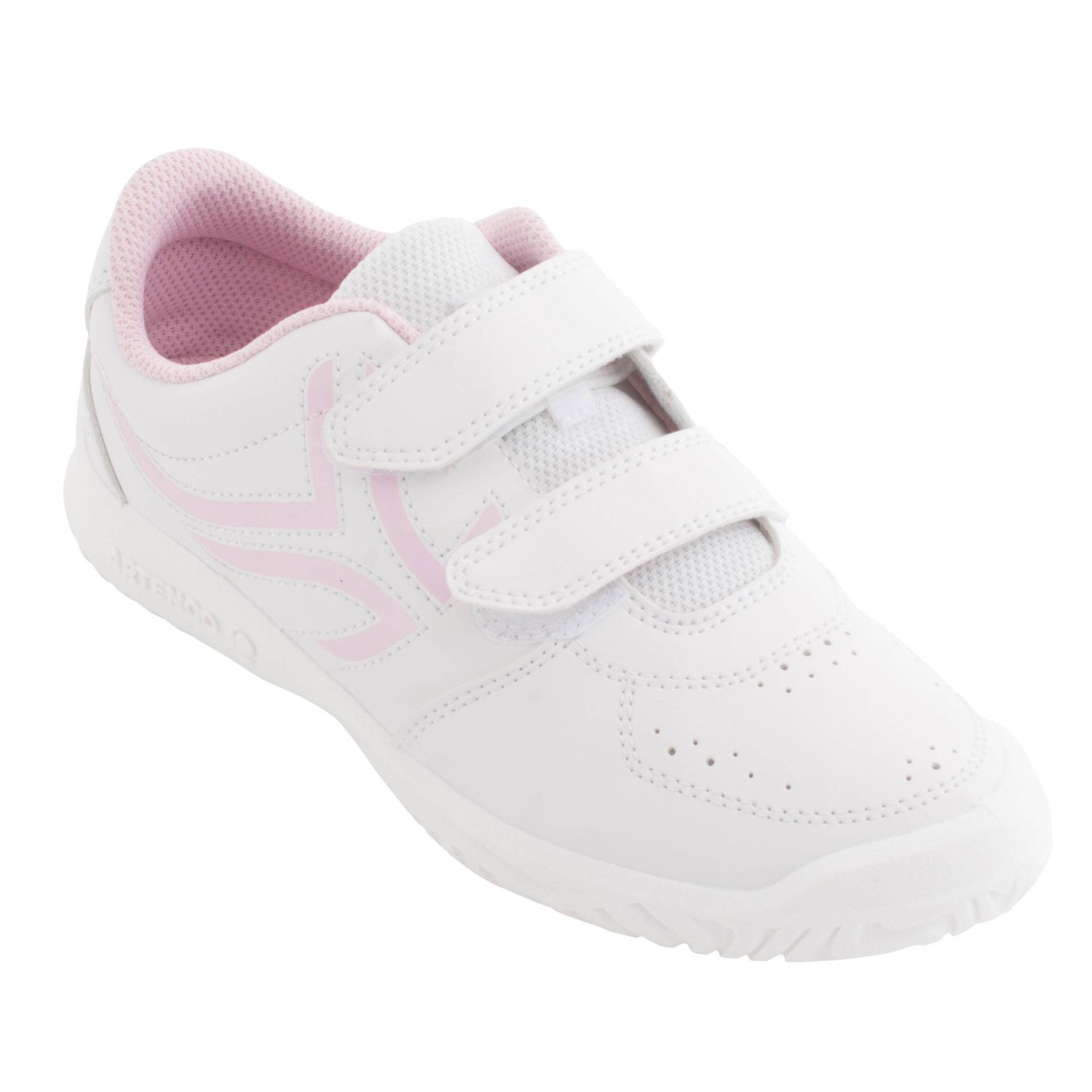 Kinder Sportschuhe Klettverschluss - TS100 weiss/rosa von Decathlon