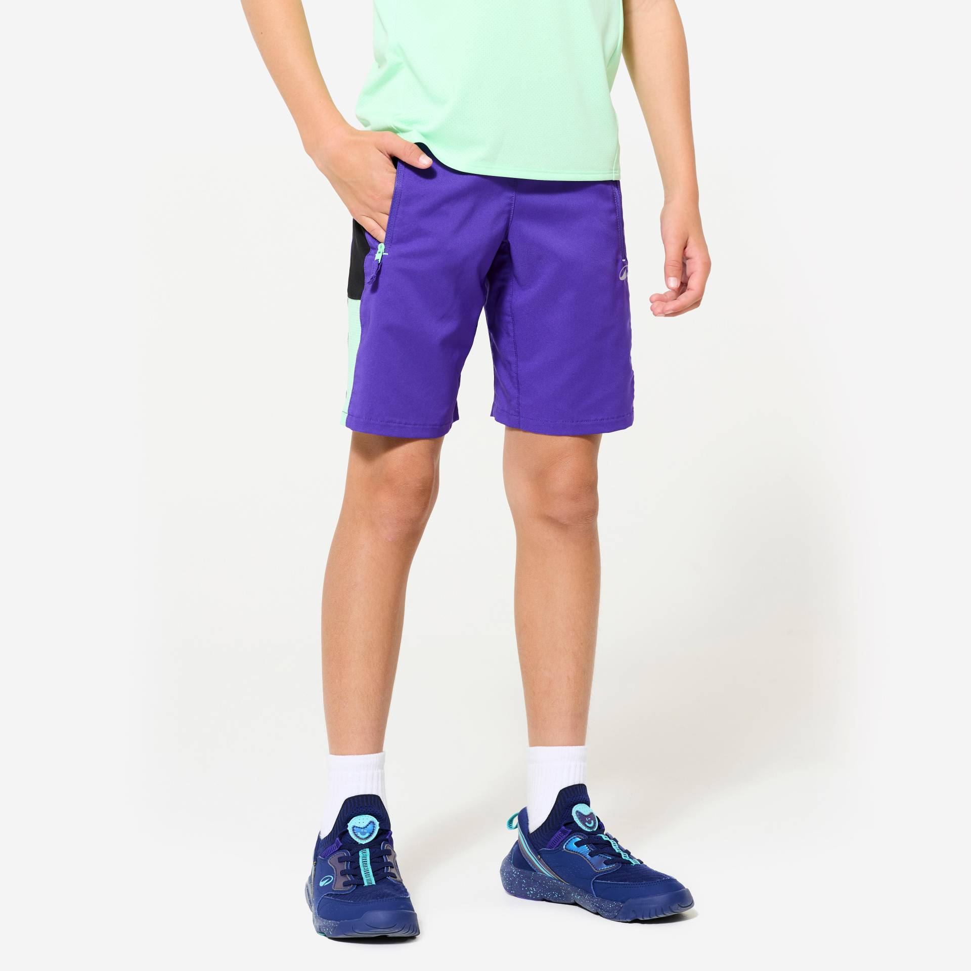 Shorts Sporthose Kinder atmungsaktiv - lila/neongrün Shorts Sporthose Kinder atmungsaktiv - lila/neongrün von Decathlon