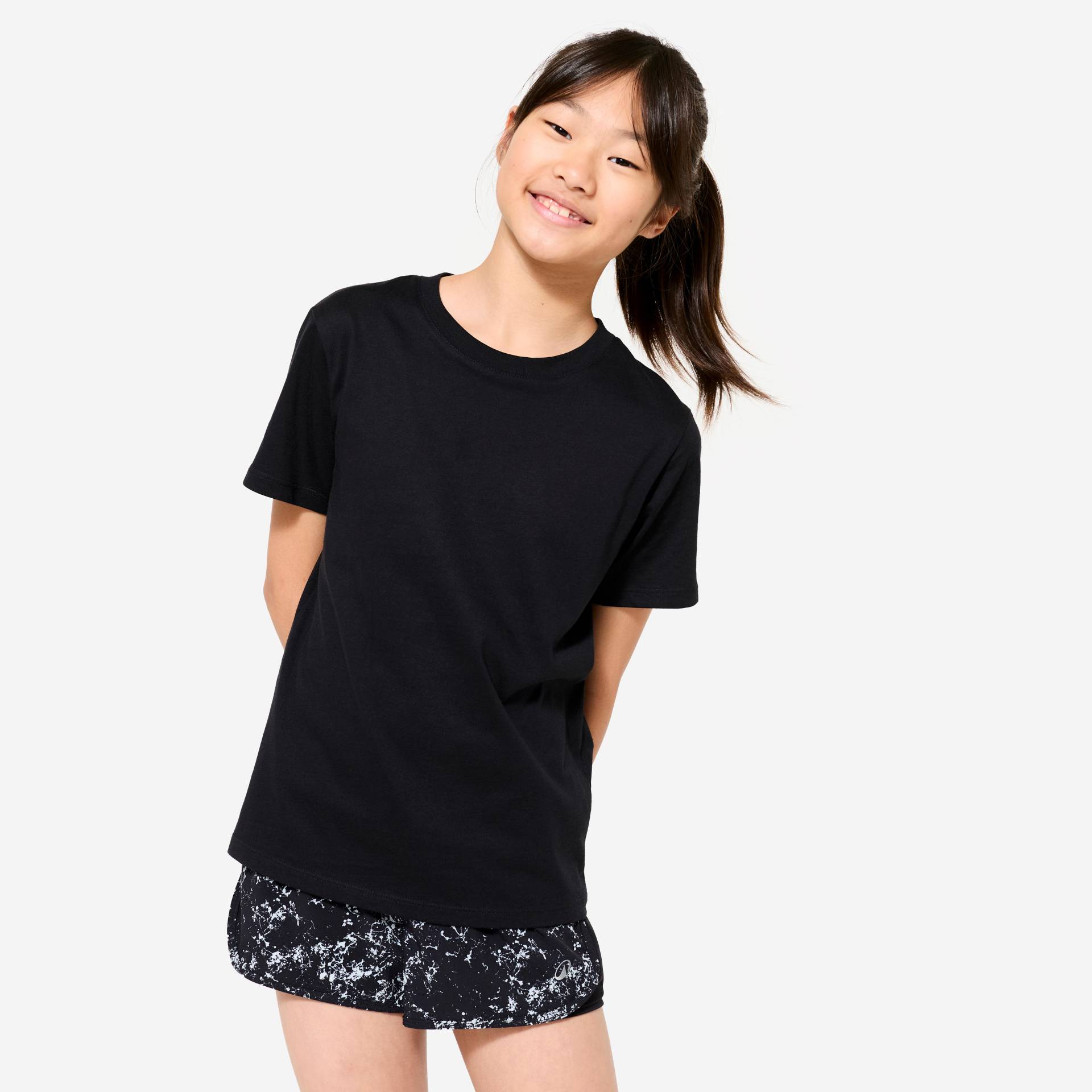 T-Shirt Kinder Mädchen atmungsaktiv - S500 schwarz von Decathlon