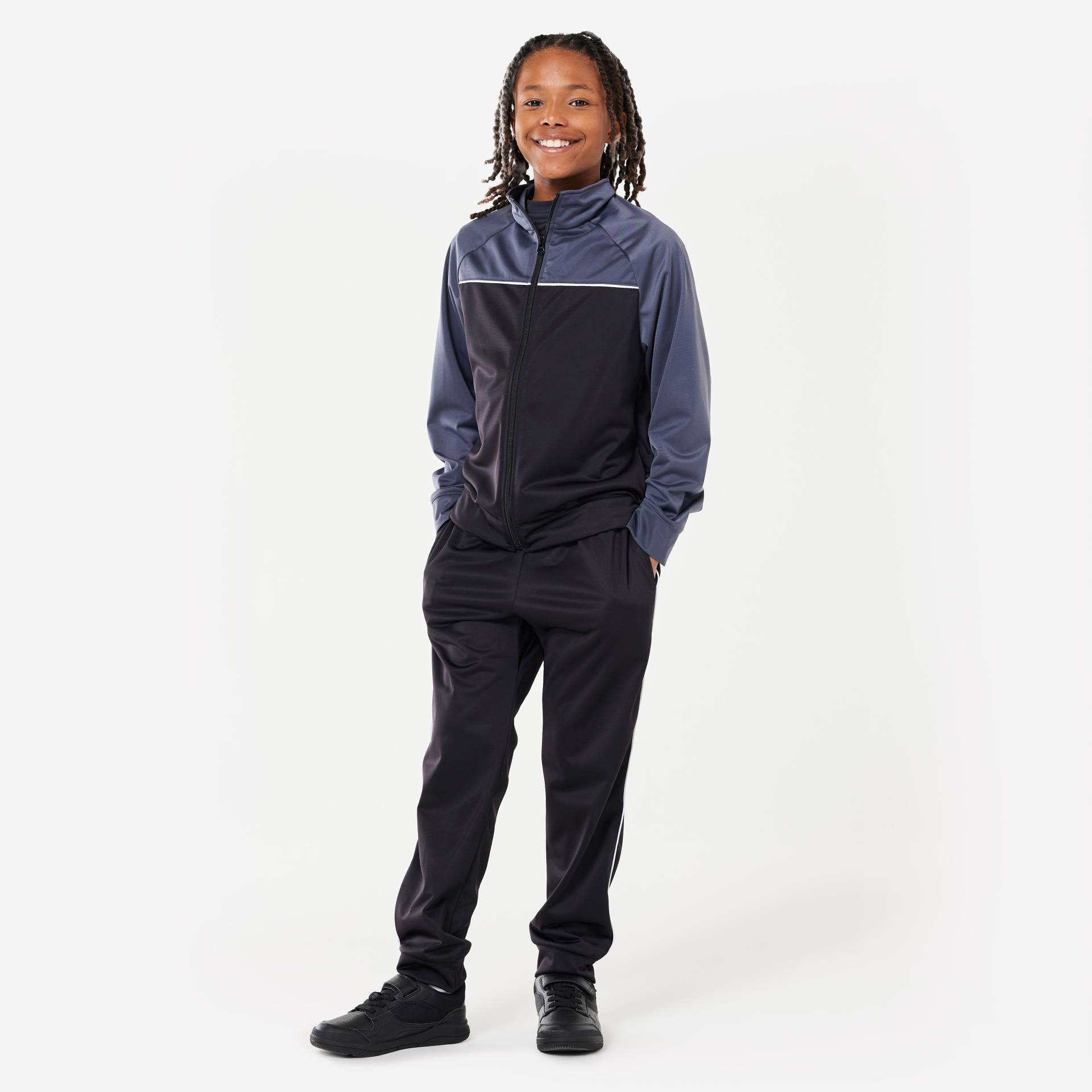 Trainingsanzug Kinder - 120 schwarz/weiss Trainingsanzug Kinder - 120 schwarz/weiss von Decathlon