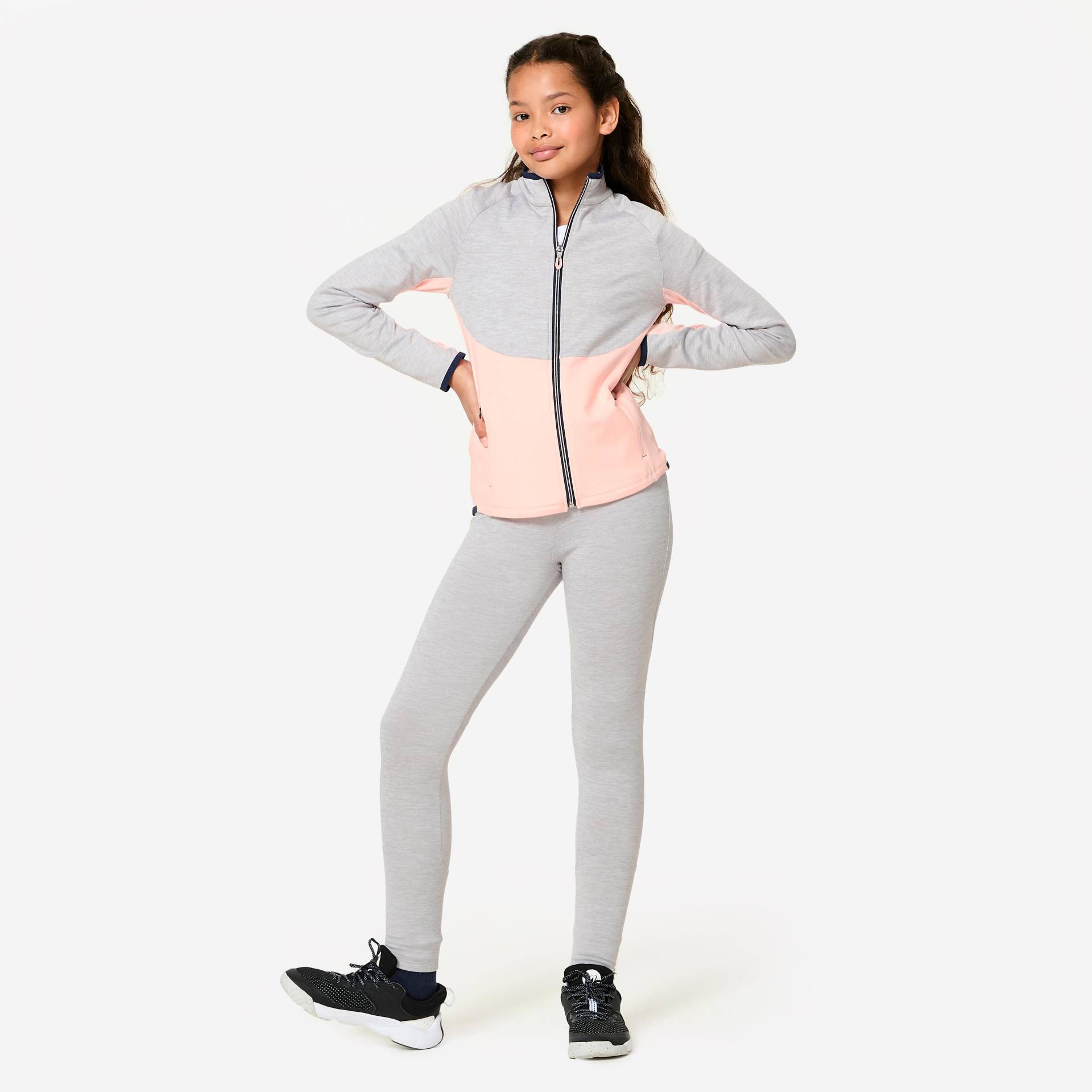 Trainingsanzug Kinder atmungsaktiv - S500 grau/rosa von Decathlon