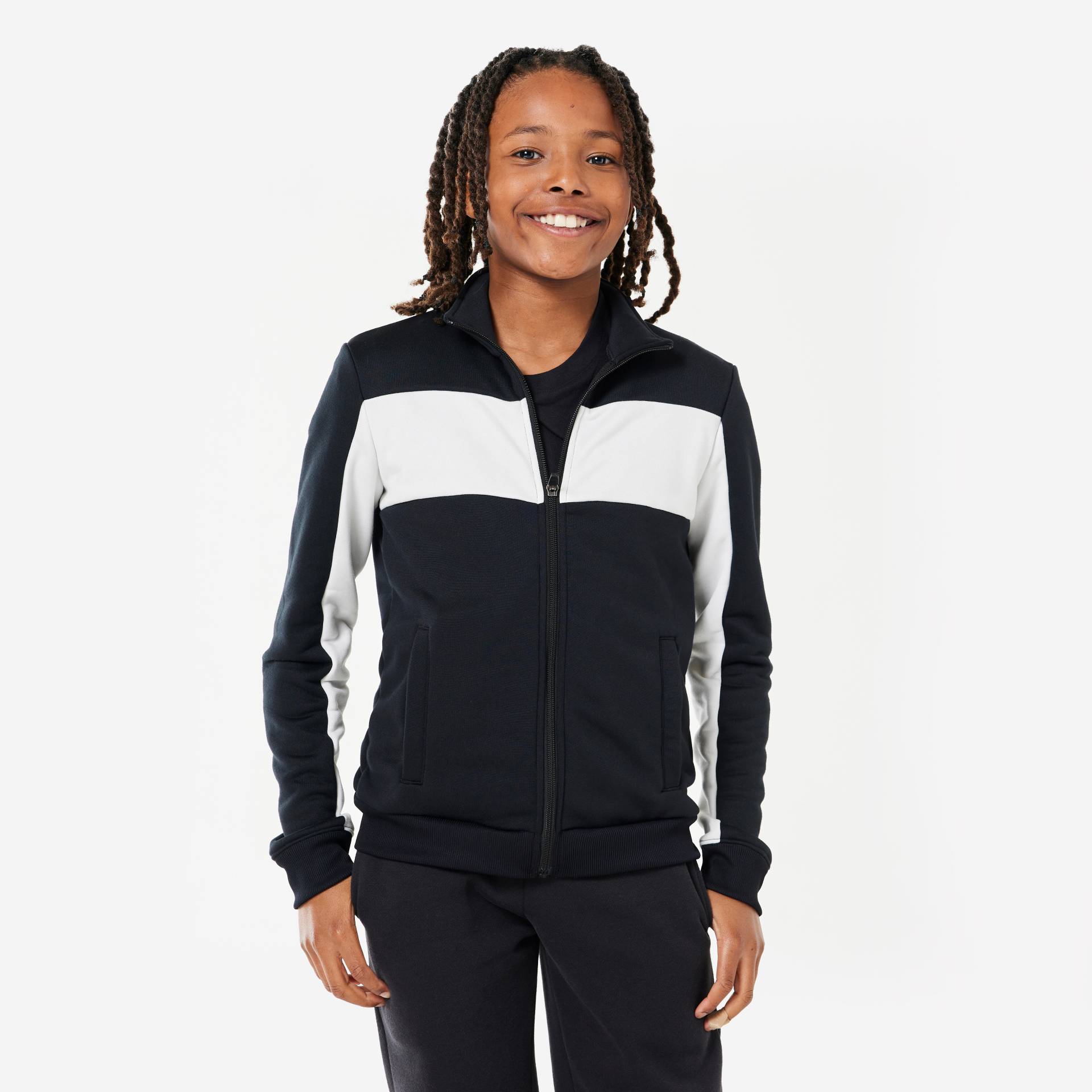 Trainingsjacke Trainingsanzug Kinder - schwarz/weiss Trainingsjacke Trainingsanzug Kinder - schwarz/weiss von Decathlon