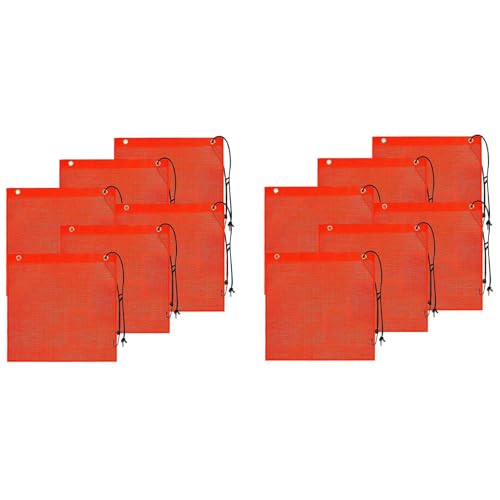 Decqerbe 12 StüCke 18X18 Gittergewebe Sicherheits Flaggen Orange Warnen Flagge Bungee Sicherheits Flagge Gute Sichtbarkeit Wetterfeste Flagge mit ÖSen von Decqerbe