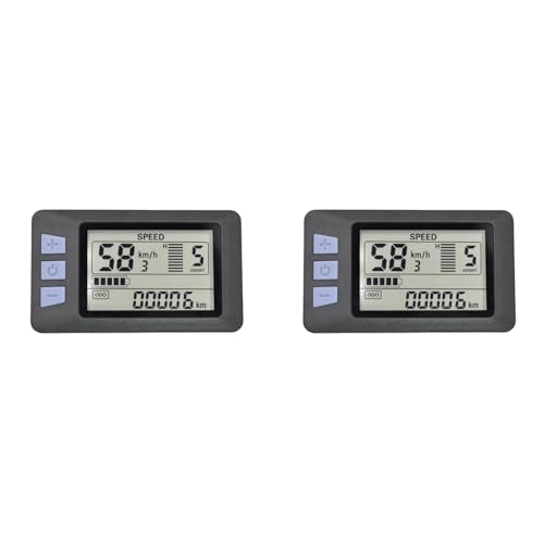 Decqerbe 2X P3H LCD-Anzeige, MessgeräT, Armaturenbrett, 24 V, 36 V, 48 V, 60 V, Elektrisches FahrradmessgeräT, Anzeigefeld für Elektroroller (5 PIN). von Decqerbe