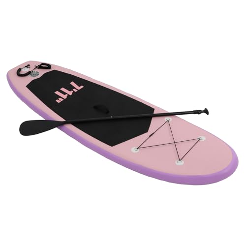 Aufblasbare Stand Up Paddling Board Surfbrett mit Doppelhubpumpe abnehmbaren großen Finne und Sicherheitsleine für Jugendlichen und Erwachsenen unter 150 KG (Rosa) von DeeDuud