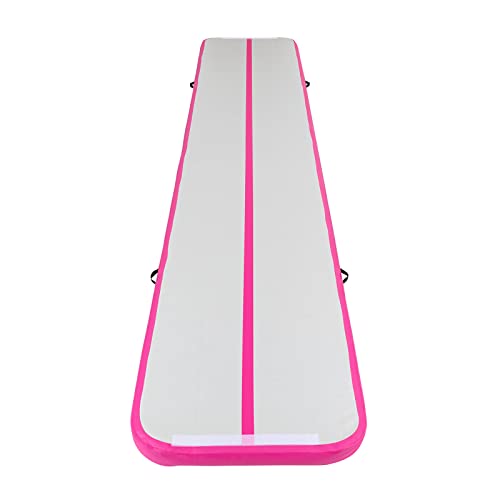 Turnmatte Aufblasbar, Wasserdichte Yogamatte 5x1 M Hohe Belastbarkeit 10cm Dicke mit Luftpumpe PVC Gymnastikmatte (Rosa) von DeeDuud
