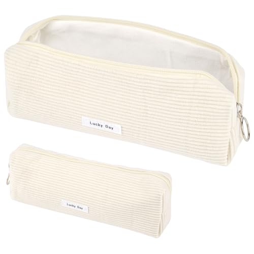 Federmäppchen, Mäppchen Cord-Stoff, Schlamppermäppchen Damen, Federmäppchen Mädchen, Federtasche Stiftetasche Stiftemappe, Pencil Case, Cord Federtasche für Mädchen Teenager Schule, Büro (Weiß) Federmäppchen, Mäppchen Cord-Stoff, Schlamppermäppchen Damen, Federmäppchen Mädchen, Federtasche Stiftetasche Stiftemappe, Pencil Case, Cord Federtasche für Mädchen Teenager Schule, Büro (Weiß) von Deepton