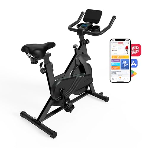 DeerRun Heimtrainer Fahrrad Professional, Hometrainer Fahrrad mit Einstellbarem Magnetwiderstand, Indoor Fitnessbike mit App zur Datenüberwachung, Trainingsgerät für Zuhause, 136 kg Gewichtskapazität von DeerRun