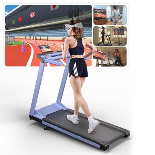 DeerRun Raceable Laufband für Zuhause, Geneigtes Laufband für Tragbare High-Tech-Geräte, Laufband Klappbares mit 158 KG Gewichtskapazität, Walking Pad Klappbares mit AI Coach und Multi-Runner-Spiel von DeerRun