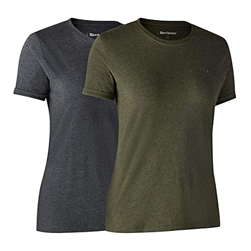 Deerhunter Damen Basic 2-Pack T-Shirt Abenteuer Grün Melange von Deerhunter