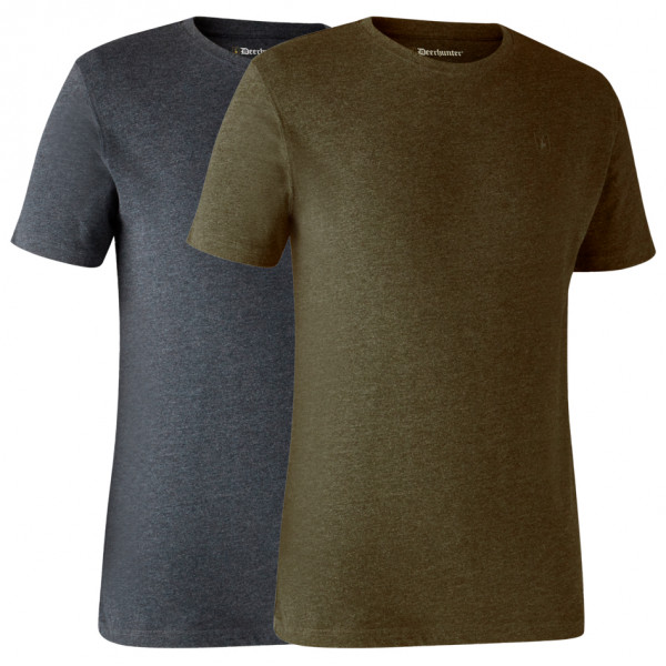 Deerhunter - Basic T-Shirt 2-Pack - T-Shirt Gr 3XL braun von Deerhunter