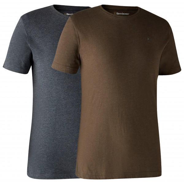Deerhunter - Basic T-Shirt 2-Pack - T-Shirt Gr S braun von Deerhunter