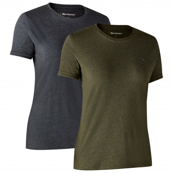 Deerhunter - Women's Basic T-Shirt 2-Pack - T-Shirt Gr 44 oliv von Deerhunter