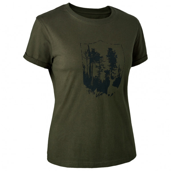 Deerhunter - Women's T-Shirt With Deerhunter Shield - T-Shirt Gr 38 oliv von Deerhunter