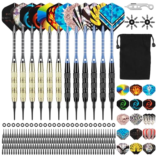 Deetenks Dartpfeile mit weicher Spitze, 18 g, weiche Spitze, professionelle Dartpfeile mit Tragetasche für Dartscheibe, 12 Stück Deetenks Dartpfeile mit weicher Spitze, 18 g, weiche Spitze, professionelle Dartpfeile mit Tragetasche für Dartscheibe, 12 Stück von Deetenks