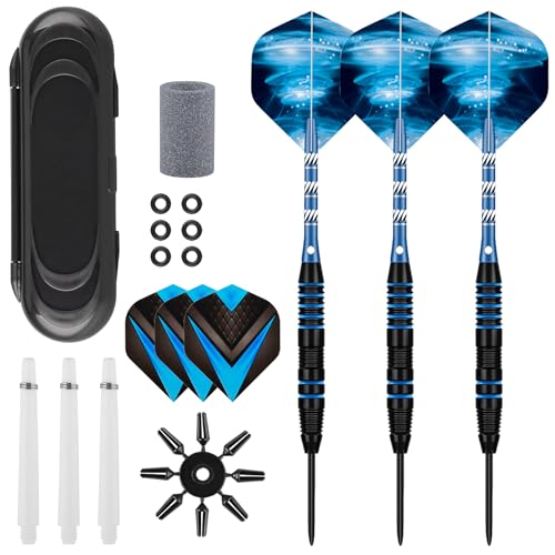 Deetenks Steel Tip Darts Set 22 Gramm Darts Metal Tip Set Kit Professionelle Metall Darts mit Spitzer Tool Kit Tragetasche für Dartscheibe von Deetenks