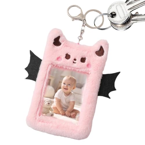 Teufel Plüsch Photocard Holder - Photocard Holder Devil | Card Sleeves Cover | Devil Plush Card Holder Cute Card Sleeves Cover Lanyard Badge Sleeve Photocard Holder Keychain for Girl, rose, Refer to von Deewar