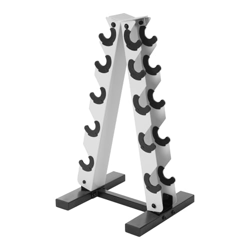 Hantelständer, A-Frame Kurzhantel Rack, 5-Tier Stahl Hantelregal, Kurzhantel Ständer für Privathaushalten, Fitnessstudios, Schulen, Kraftsportveranstaltungen, Max. Belastbarkeit: 100kg (Weiß) von Dekltus