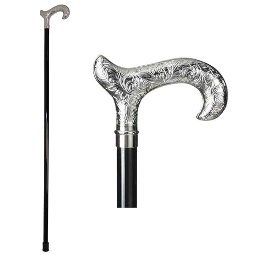 Gehstock Spazierstock Wanderstock Handgriff Derby mit Laserung schwarz Silber Gehstock Spazierstock Wanderstock Handgriff Derby mit Laserung schwarz Silber von DELFA