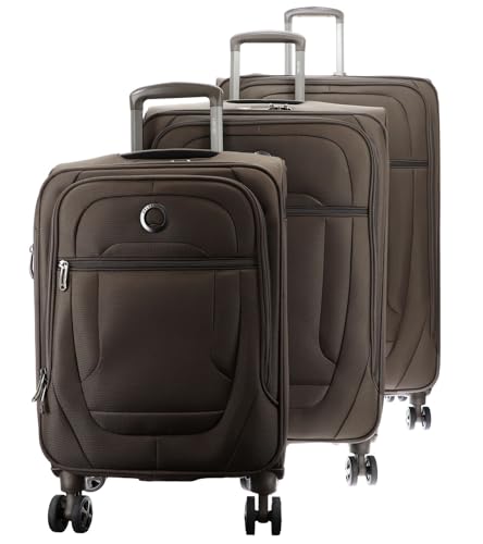 DELSEY PARIS - Helium DLX - 3er-Set ultraleichter, erweiterbarer Weichschalenkoffer - Kabinengepäck 55cm - Mittlerer Koffer 71cm - Mokka - Großer Koffer 83cm - Mokka von DELSEY PARIS